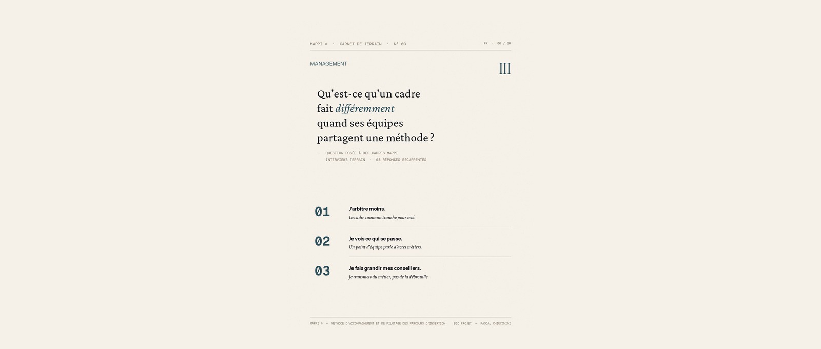 Carnet de terrain — Trois changements managériaux avec une méthode partagée