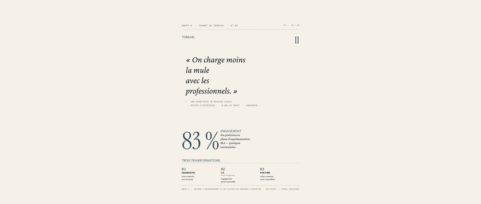 Carnet de terrain — On charge moins la mule avec les professionnels