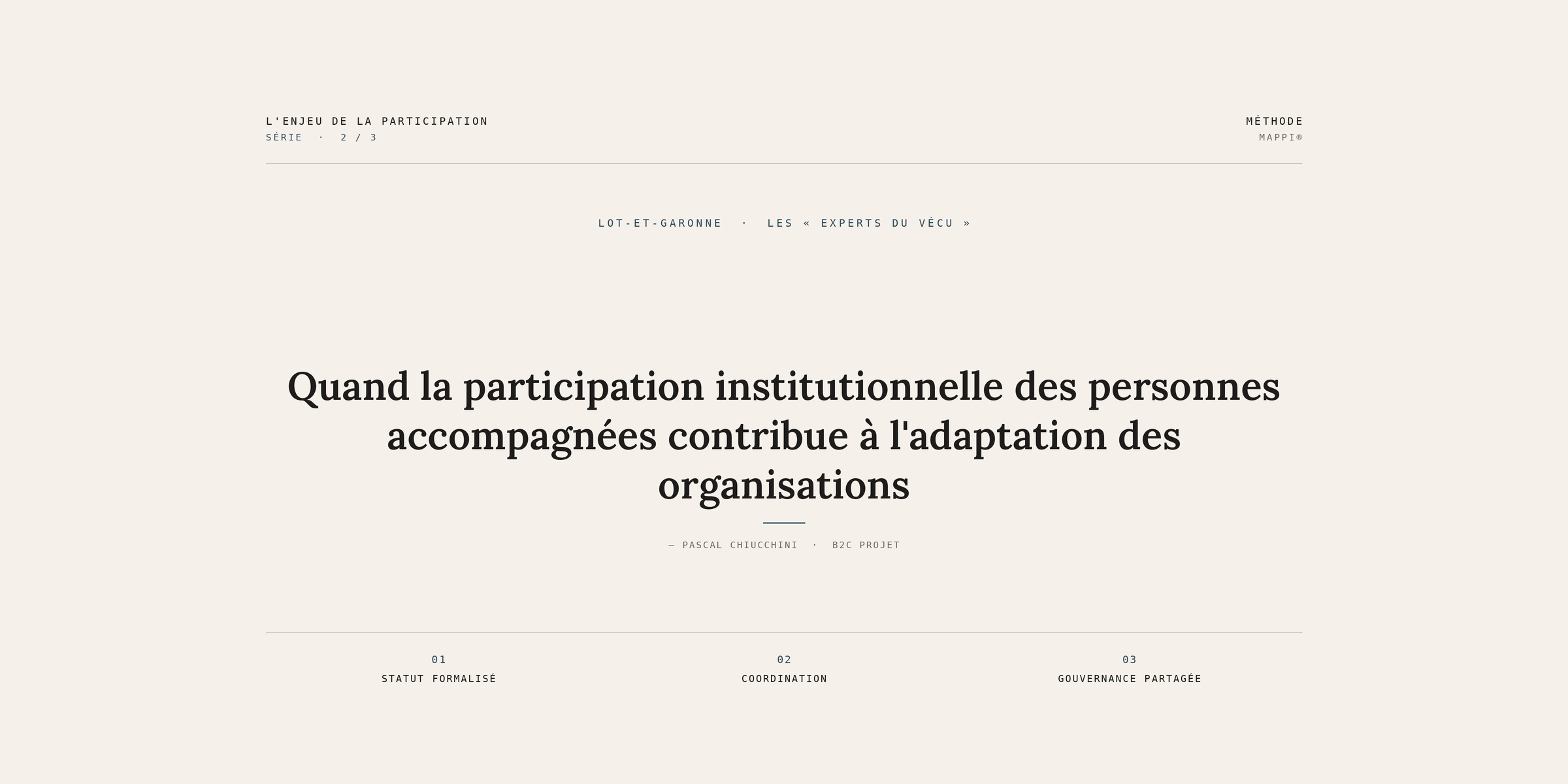 L'enjeu de la participation, série 2/3 — Quand la participation institutionnelle contribue à l'adaptation des organisations