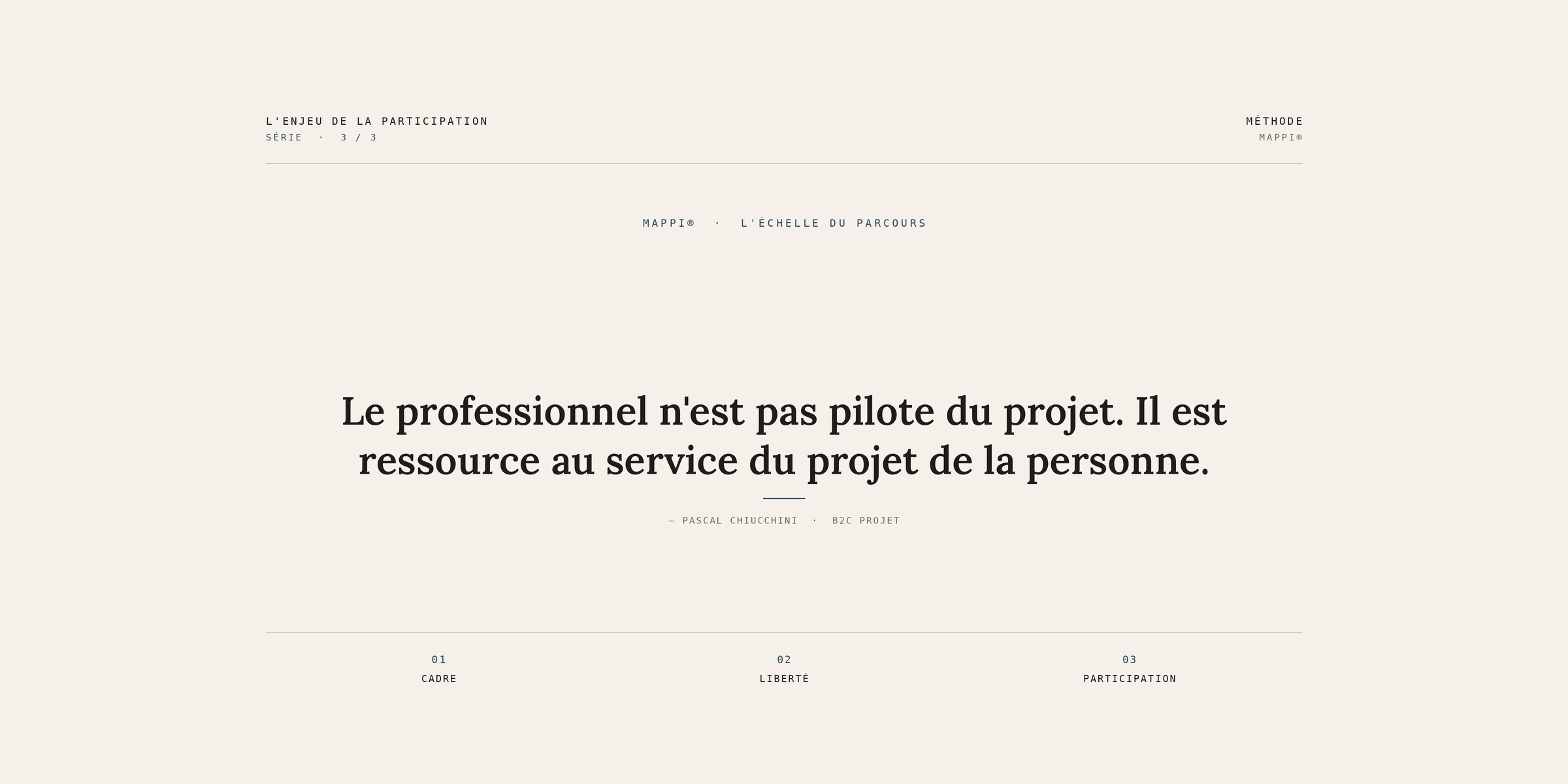L'enjeu de la participation, série 3/3 — Le professionnel n'est pas pilote du projet, il est ressource au service du projet de la personne